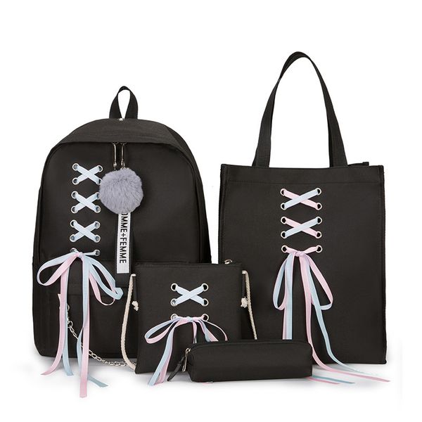fashion women backpacks 4 set school backpack korean design college school bags for teenage girls kids school bag shoulder bag c0125