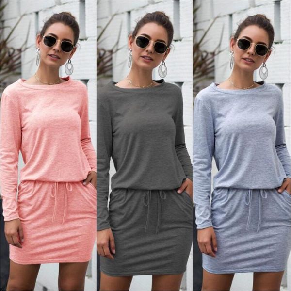 2021 winter fashion women's clothing casual round neck tie long sleeve pure color dress for ladies 5245, Black;gray
2021 winter fashion women's clothing casual round neck tie long sleeve pure color dress for ladies 5245, Black;gray