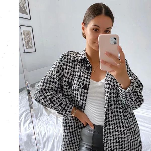 women houndstooth palid button jackets 2021 fashion ladies full sleeve urn down collar solf jacket vintage female streetwear, Black;brown
women houndstooth palid button jackets 2021 fashion ladies full sleeve urn down collar solf jacket vintage female streetwear, Black;brown