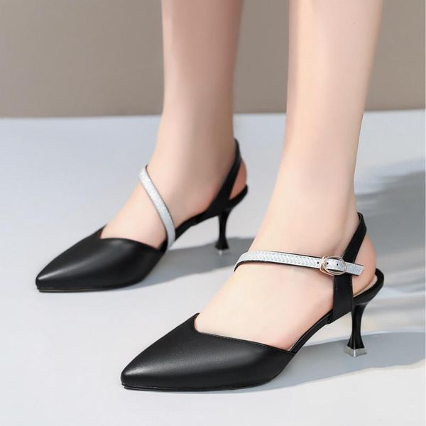 fashion slingbacks woman sandals 2020 summer women's sandals summer shoes woman elegant pointed toe office party shoes female, Black 
fashion slingbacks woman sandals 2020 summer women's sandals summer shoes woman elegant pointed toe office party shoes female, Black