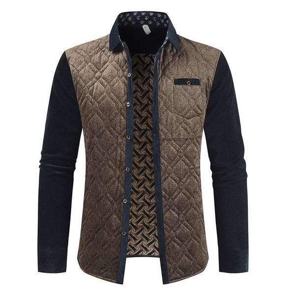 men's autumn plus velvet color block shirt cotton blend lapel long sleeve oversized luxury men shirts casual retro clothes, Black;brown
men's autumn plus velvet color block shirt cotton blend lapel long sleeve oversized luxury men shirts casual retro clothes, Black;brown