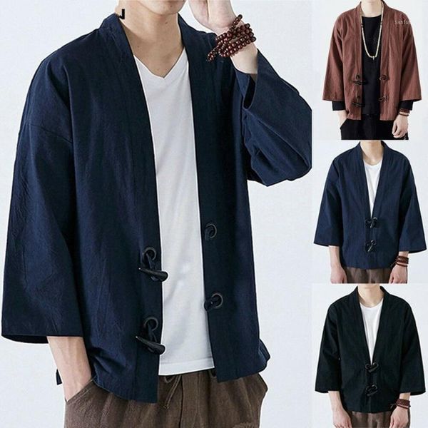 a japanese bathrobe jacket with loose buttons ace-00201, Black
a japanese bathrobe jacket with loose buttons ace-00201, Black