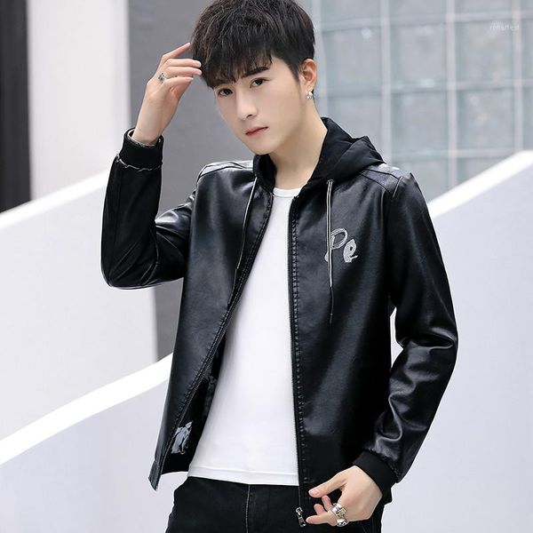 leather jacket 2019 new men's leather jacket autumn fashion slim men clothing embroidery hooded pu1, Black
leather jacket 2019 new men's leather jacket autumn fashion slim men clothing embroidery hooded pu1, Black