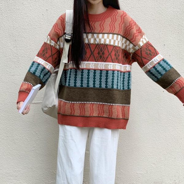 japanese autumn winter vintage women sweaters harajuku bars casual pullovers knitting loose knitting full sleeve ladies sweater1, White;black
japanese autumn winter vintage women sweaters harajuku bars casual pullovers knitting loose knitting full sleeve ladies sweater1, White;black