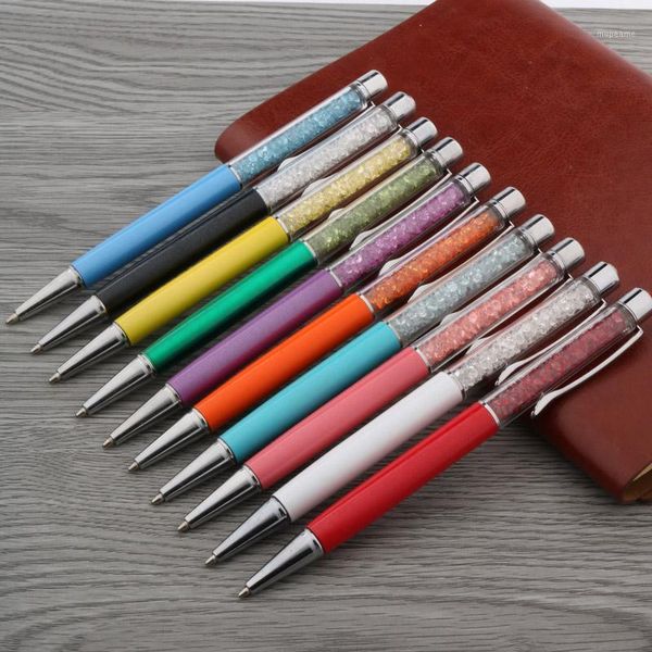 office silver crystal gift student gril pen metal ballpoint pen1, Blue;orange