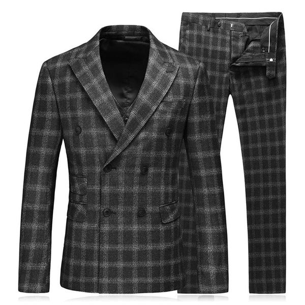 men's suits & blazers double breasted plaid suit set 3 pcs 2021 envmenst brand smart casual groom man wedding mens, White;black
men's suits & blazers double breasted plaid suit set 3 pcs 2021 envmenst brand smart casual groom man wedding mens, White;black