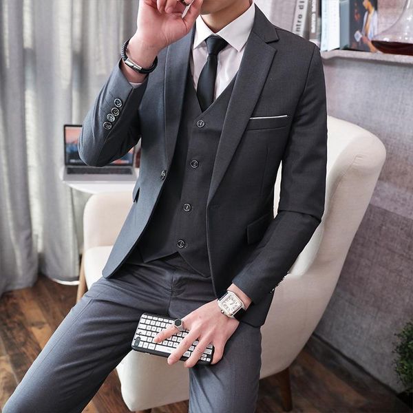 men's suits & blazers 19 casual suit three piece youth handsome korean slim wedding dress, White;black
men's suits & blazers 19 casual suit three piece youth handsome korean slim wedding dress, White;black