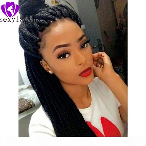 28 inches 13x4 lace parting handtied braided synthetic lace front wigs for women long braided box braids hair synthetic wig, Black;brown
28 inches 13x4 lace parting handtied braided synthetic lace front wigs for women long braided box braids hair synthetic wig, Black;brown