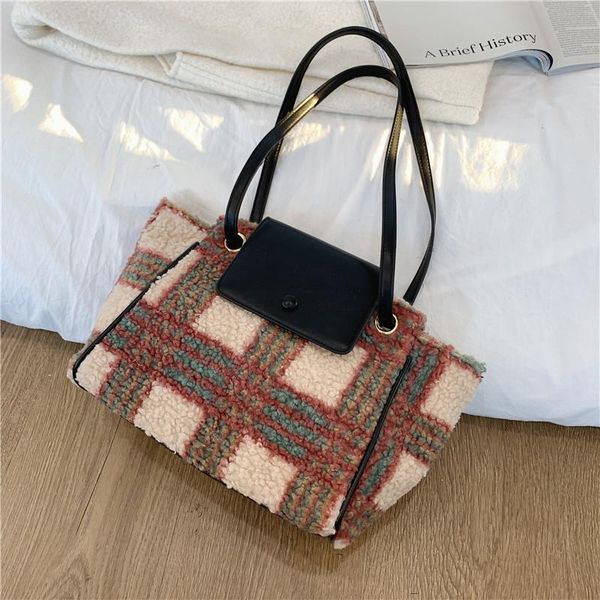 autumn and winter plush women shoulder bag large capacity women bag wild check tote girl book mommy shopping
autumn and winter plush women shoulder bag large capacity women bag wild check tote girl book mommy shopping