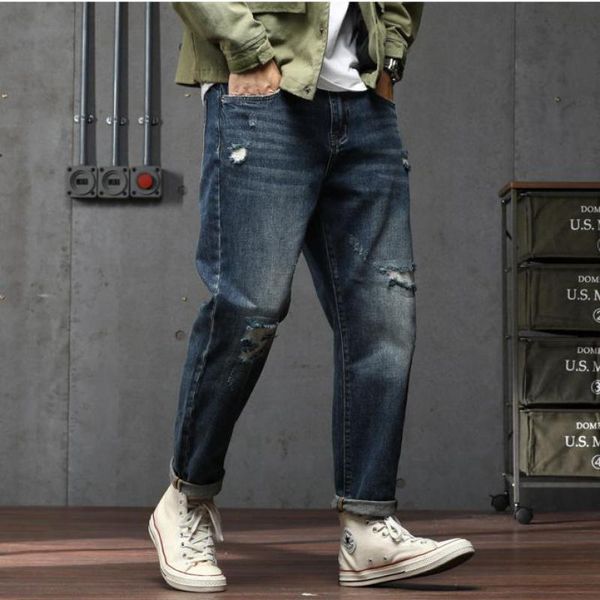 men's jeans streetwear autumn and winter hole loose fit fashion brand mens wash retro straight hip hop casual trousers, Blue
men's jeans streetwear autumn and winter hole loose fit fashion brand mens wash retro straight hip hop casual trousers, Blue