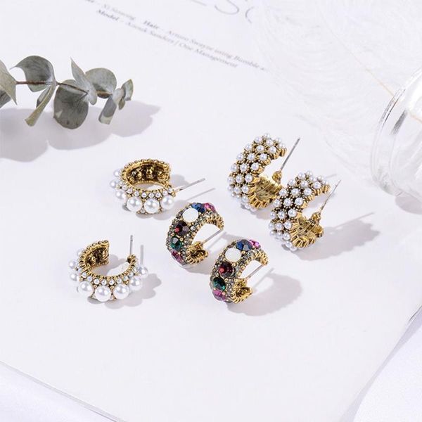 hoop & huggie vintage small earrings fashion colorful rhinestone women simulated pearl semicircle pendientes, Golden;silver
hoop & huggie vintage small earrings fashion colorful rhinestone women simulated pearl semicircle pendientes, Golden;silver