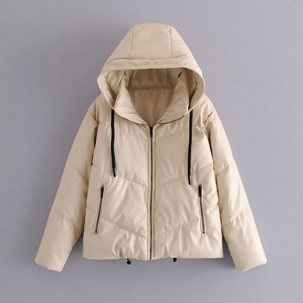 new fashion beige pu leather winter women jacket parkas zipper pocket female loose hooded coat oversized warm overcoat 201125, Black
new fashion beige pu leather winter women jacket parkas zipper pocket female loose hooded coat oversized warm overcoat 201125, Black