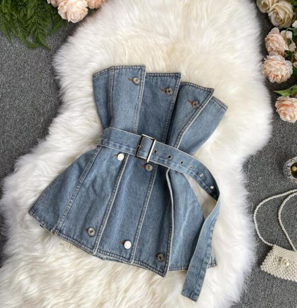 women's spring autumn fashion slim belt strapless jean female slim backless chic denim outwear tb4411, Black;brown
women's spring autumn fashion slim belt strapless jean female slim backless chic denim outwear tb4411, Black;brown