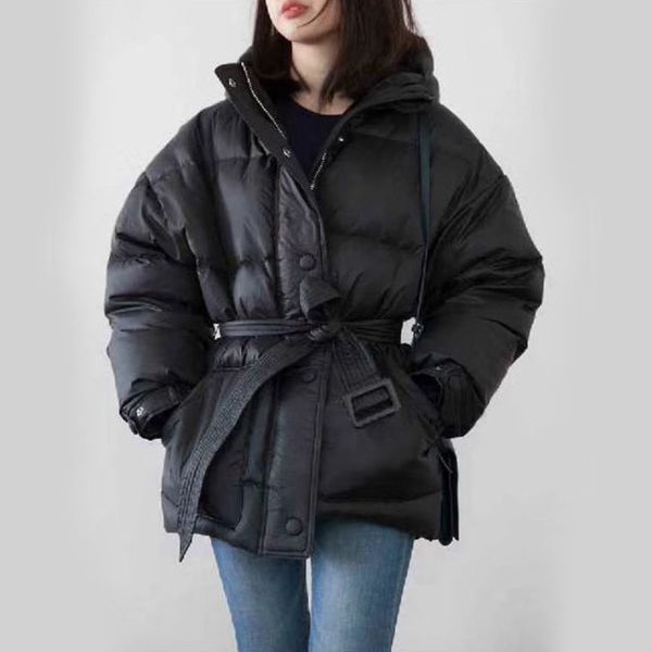 light coat female 2020 brand women winter jacket white duck down coats slim parka with belt outerwear, Black
light coat female 2020 brand women winter jacket white duck down coats slim parka with belt outerwear, Black