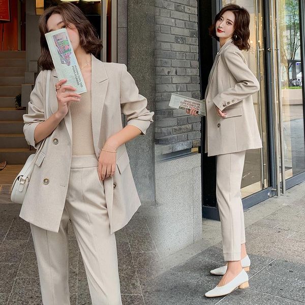 women's two piece pants suits female in the autumn of 2021 western style minus age small two-piece suit jacket + elastic waist trousers, White
women's two piece pants suits female in the autumn of 2021 western style minus age small two-piece suit jacket + elastic waist trousers, White