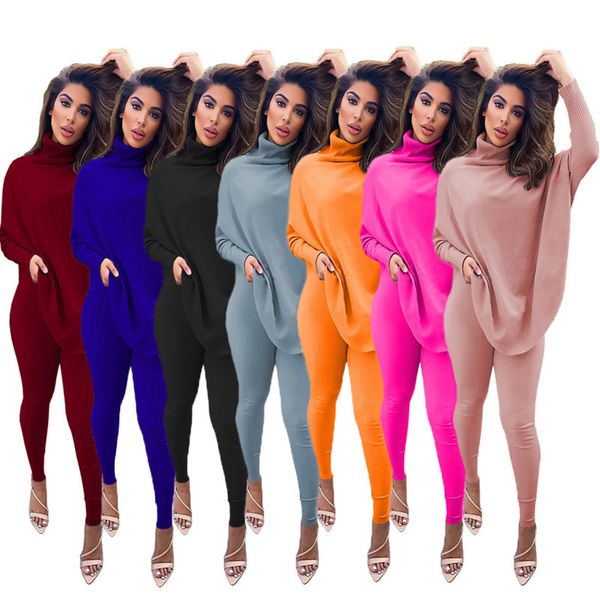 women two piece outfits designer fashion high neck sweater pants suits casual solid color bat sleeve split trousers laides sportwear, Gray
women two piece outfits designer fashion high neck sweater pants suits casual solid color bat sleeve split trousers laides sportwear, Gray