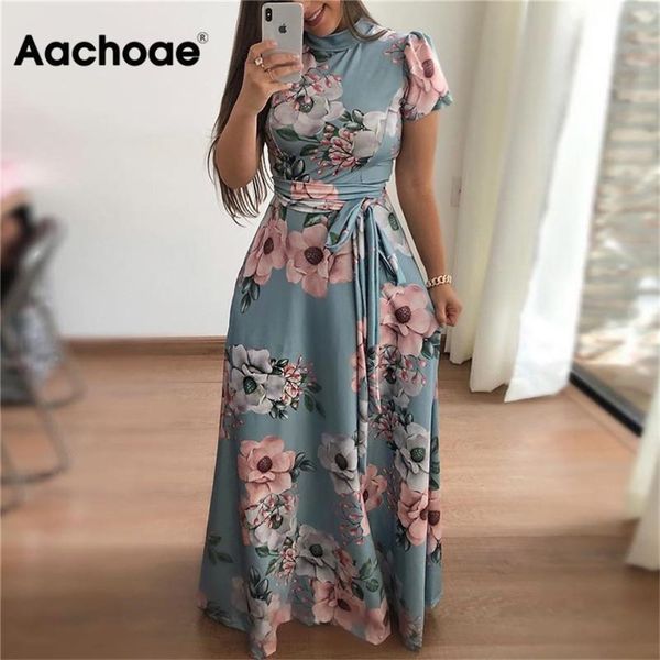 aachoae women long maxi dress 2020 floral print summer dress casual short sleeve turtleneck bandage bodycon party dress vestidos lj200818, Black;pink
aachoae women long maxi dress 2020 floral print summer dress casual short sleeve turtleneck bandage bodycon party dress vestidos lj200818, Black;pink