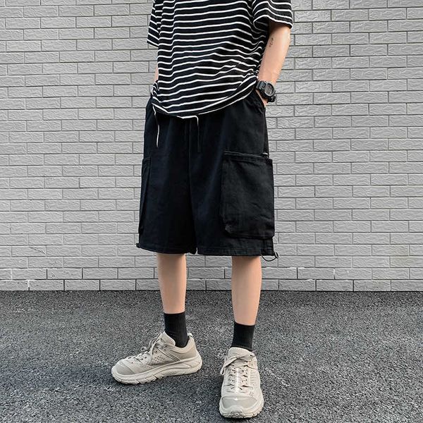 brand tooling pant men's loose straight wide leg fashion trend handsome versatile casual big pocket shorts, White;black
brand tooling pant men's loose straight wide leg fashion trend handsome versatile casual big pocket shorts, White;black