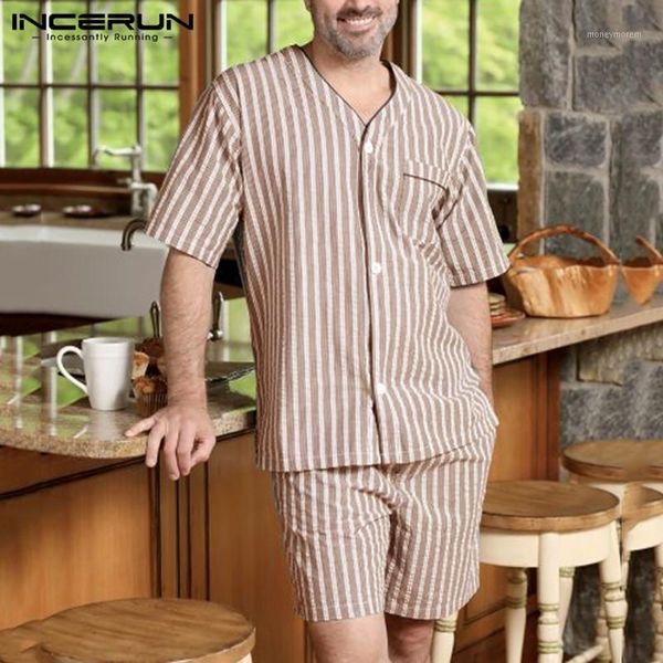 incerun mens striped pajamas sets fashion striped sleepwear suits summer v neck blouse drawstring shorts 2 pieces homwear s-5xl1, Black;brown
incerun mens striped pajamas sets fashion striped sleepwear suits summer v neck blouse drawstring shorts 2 pieces homwear s-5xl1, Black;brown