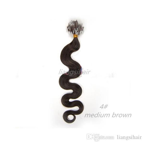 body wave style 15"-26" 500s 4# medium brown loop micro ring hair brazilian indian virgin remy human hair extensions, Black
body wave style 15"-26" 500s 4# medium brown loop micro ring hair brazilian indian virgin remy human hair extensions, Black