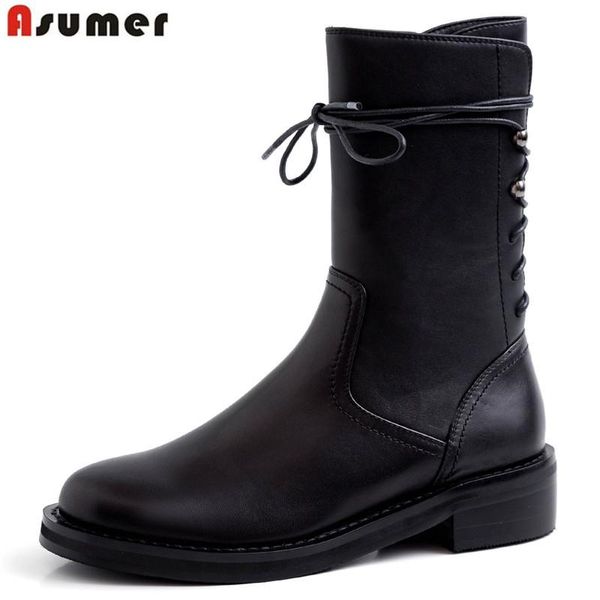 boots asumer fashion genuine leather autumn winter round toe med heels shoes classic ankle for women, Black
boots asumer fashion genuine leather autumn winter round toe med heels shoes classic ankle for women, Black