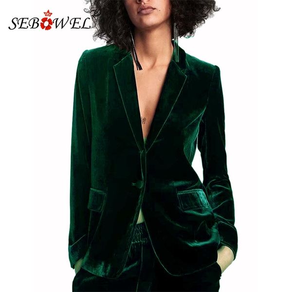 sebowel green velvet blazer women coat and jackets soft blazers casual lady slim fit lapel office work jacket suit y201026, White;black
sebowel green velvet blazer women coat and jackets soft blazers casual lady slim fit lapel office work jacket suit y201026, White;black