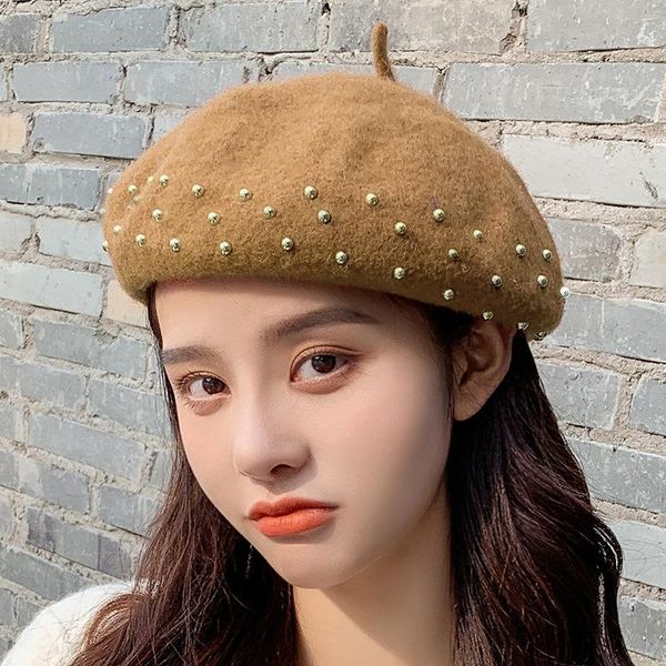 women berets 2021 new metal nail drill wool painter hats cute female bonnet caps ladies autumn winter warm walking hat casquette, Blue;gray
women berets 2021 new metal nail drill wool painter hats cute female bonnet caps ladies autumn winter warm walking hat casquette, Blue;gray