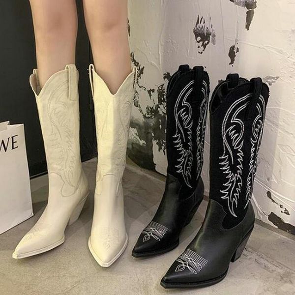 women cowboy boots pointed toe women's shoes embossing pu leather shoes knee-high boots chunky wedges drop shipping, Black
women cowboy boots pointed toe women's shoes embossing pu leather shoes knee-high boots chunky wedges drop shipping, Black