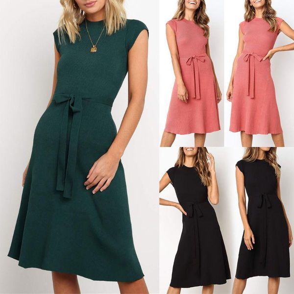 casual dresses summer knitted office lady cap sleeve a-line dress women autumn round neck ribbed lace up solid color midi dress1, Black;gray
casual dresses summer knitted office lady cap sleeve a-line dress women autumn round neck ribbed lace up solid color midi dress1, Black;gray