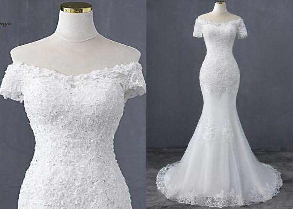 fashion off shoulde pearls wedding dresses off shoulder trumpet applique lace up back beaded reception bridal gowns plus size, White
fashion off shoulde pearls wedding dresses off shoulder trumpet applique lace up back beaded reception bridal gowns plus size, White