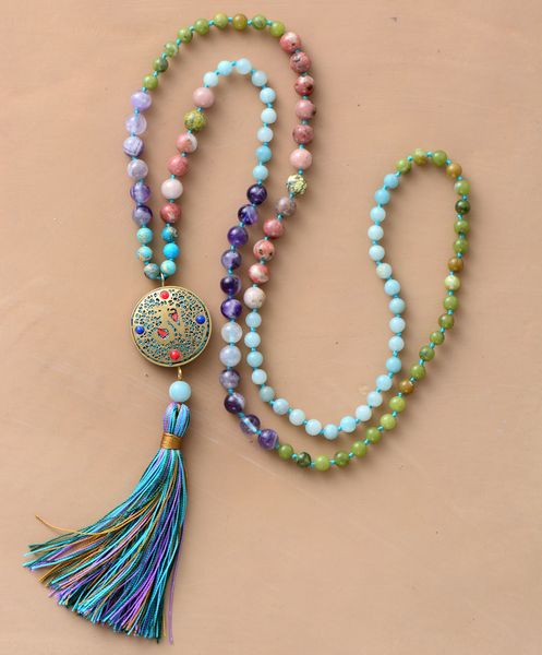 108 beads mala natural stone nepal charm long tassel necklace women meditation necklace bead knotted yoga necklace dropship 0927, Silver
108 beads mala natural stone nepal charm long tassel necklace women meditation necklace bead knotted yoga necklace dropship 0927, Silver