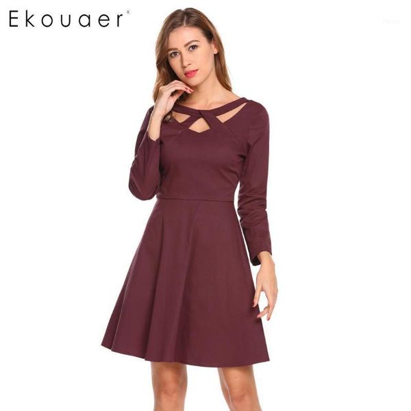 ekouaer women dress spring autumn solid cross v neck long sleeve backless a line dresses 4 colors1, Black;gray
ekouaer women dress spring autumn solid cross v neck long sleeve backless a line dresses 4 colors1, Black;gray