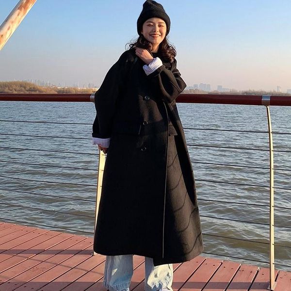 women's wool & blends luck a 2021 winter thick warm long woolen coats female casual loose double breasted streetwears ladys korean blac, Black
women's wool & blends luck a 2021 winter thick warm long woolen coats female casual loose double breasted streetwears ladys korean blac, Black