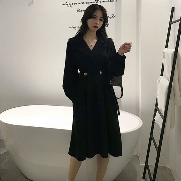 french black autumn drs 2020 new over the knee waist shows thin hepburn temperament medium length skirt, Black;gray
french black autumn drs 2020 new over the knee waist shows thin hepburn temperament medium length skirt, Black;gray