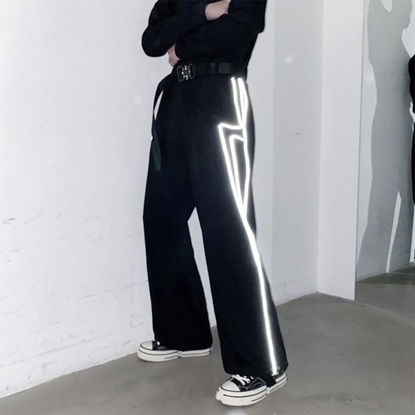 men's pants male women couple loose streetwear hip hop drawstring harem pant men reflective stripe casual joggers sweatpants trousers, Black
men's pants male women couple loose streetwear hip hop drawstring harem pant men reflective stripe casual joggers sweatpants trousers, Black