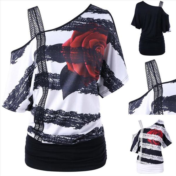 women t shirt summer fashion casual short sleeve skew neck strapless floral print t shirt 2021 f3, White
women t shirt summer fashion casual short sleeve skew neck strapless floral print t shirt 2021 f3, White