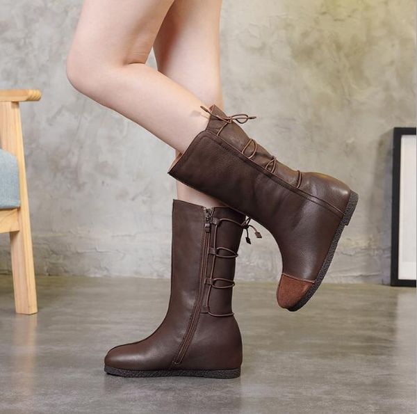 autumn and winter new style maoli women's leather stitching boots, handmade ethnic style high-women's boots, Black
autumn and winter new style maoli women's leather stitching boots, handmade ethnic style high-women's boots, Black