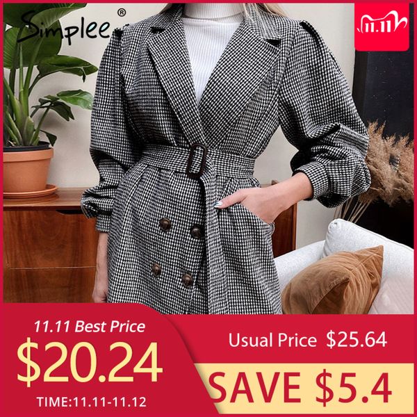 simplee women's notched collar dress coat black plaid with puff sleeve and belt elegant classic casual look spring autumn winter, Tan;black
simplee women's notched collar dress coat black plaid with puff sleeve and belt elegant classic casual look spring autumn winter, Tan;black