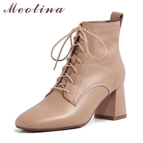 boots meotina real leather high heel ankle short women shoes square toe lace up block heels fashion female beige 40, Black
boots meotina real leather high heel ankle short women shoes square toe lace up block heels fashion female beige 40, Black