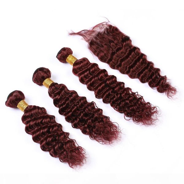 #99j wine red malaysian deep wave human hair 3 bundles and closure burgundy red weaves deep wave curly virgin hair extensions with closure, Black;brown 
#99j wine red malaysian deep wave human hair 3 bundles and closure burgundy red weaves deep wave curly virgin hair extensions with closure, Black;brown