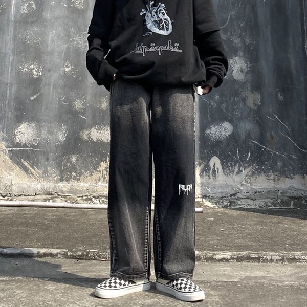 2021 new autumn and winter black tie-dyed straight-line wide pants high breeches loose 6g2w, Blue 
2021 new autumn and winter black tie-dyed straight-line wide pants high breeches loose 6g2w, Blue