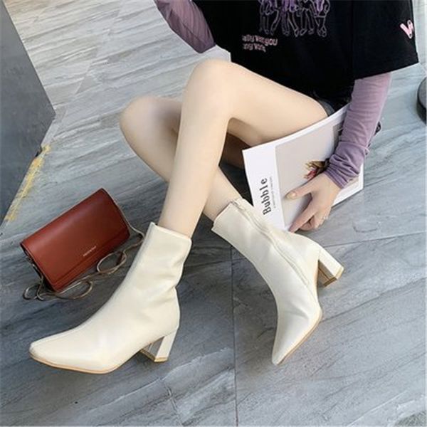 spring 2021 new fall women wear square heels short square-headed boots side women's shoes 22pd, Black
spring 2021 new fall women wear square heels short square-headed boots side women's shoes 22pd, Black