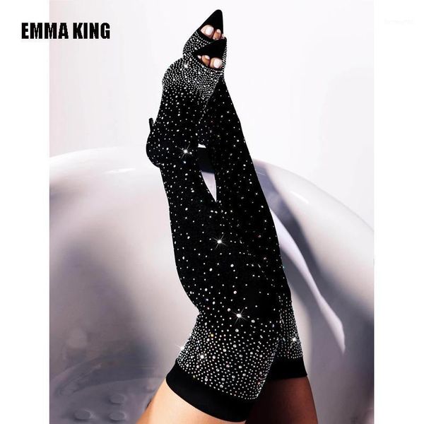 boots women suede elasticity sock gladiator over the knee crystal decor peep toe thigh high heels shoes1, Black 
boots women suede elasticity sock gladiator over the knee crystal decor peep toe thigh high heels shoes1, Black