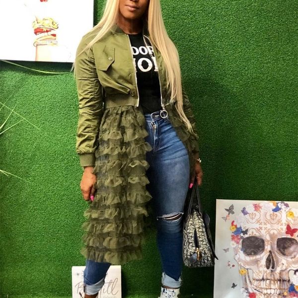 plus size ma1 jacket coats fashion mesh patchwork zipper coats women autumn winter long sleeve army green jackets z164 y200101, Black;brown
plus size ma1 jacket coats fashion mesh patchwork zipper coats women autumn winter long sleeve army green jackets z164 y200101, Black;brown