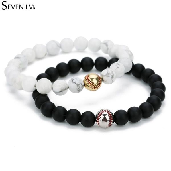 charm bracelets metal baseball pendant bracelet 8mm elastic natural stone frosted beaded sports jewelry bangle for men, Golden;silver
charm bracelets metal baseball pendant bracelet 8mm elastic natural stone frosted beaded sports jewelry bangle for men, Golden;silver