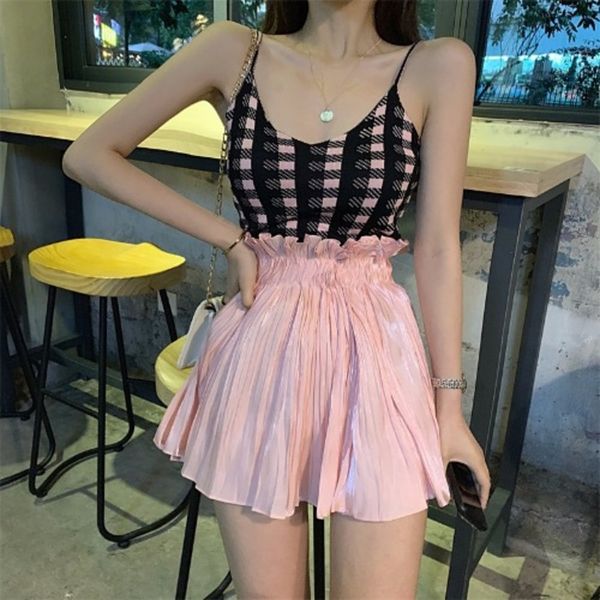 1btno waist 2-piece half body spring high new fashion pleated plaid net red small skirt short suspender sling skirtvest w5 vest w58lh skirtw, Gray
1btno waist 2-piece half body spring high new fashion pleated plaid net red small skirt short suspender sling skirtvest w5 vest w58lh skirtw, Gray