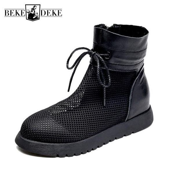 boots vintage genuine leather patchwork mesh flat women england style zip ankle summer hollow out high-sandals, Black
boots vintage genuine leather patchwork mesh flat women england style zip ankle summer hollow out high-sandals, Black