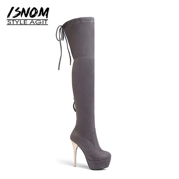 isnom 2020 latest woman over the knee boot flock stretch long boot zipper stiletto platform shoes lady high heels big size 43, Black
isnom 2020 latest woman over the knee boot flock stretch long boot zipper stiletto platform shoes lady high heels big size 43, Black