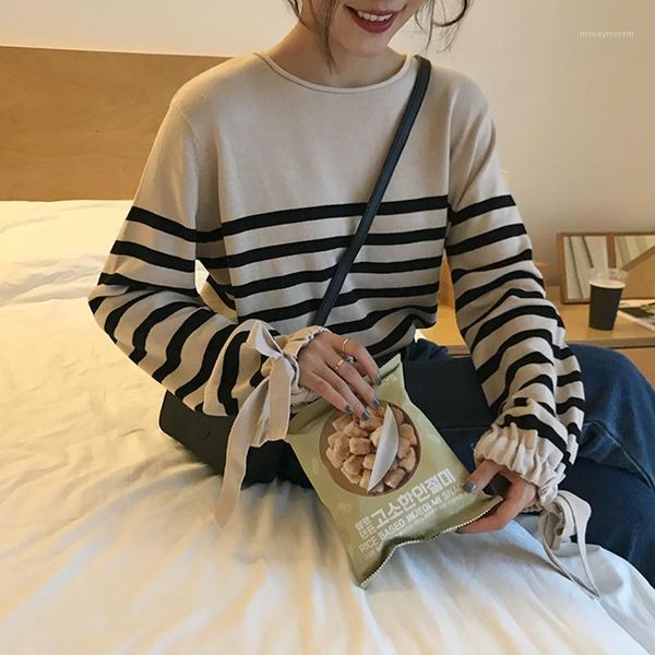3 colors 2020 autumn winter women pullovers and sweaters jumper loose lace up sleeve female stripe knitted sweater (f6186)1, White;black
3 colors 2020 autumn winter women pullovers and sweaters jumper loose lace up sleeve female stripe knitted sweater (f6186)1, White;black