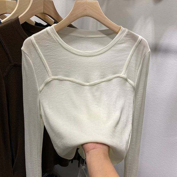 2021 new modal thread bottoming shirt women's long-sleeved spring and autumn self-cultivation western european style c46x, White
2021 new modal thread bottoming shirt women's long-sleeved spring and autumn self-cultivation western european style c46x, White
